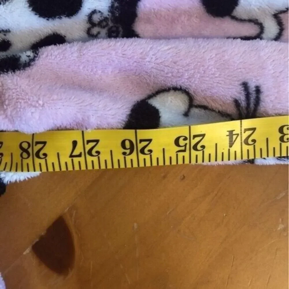 Character Youth Girls Medium‎ Fluffy Fleece Pink Black White Cats Pajama Bottoms